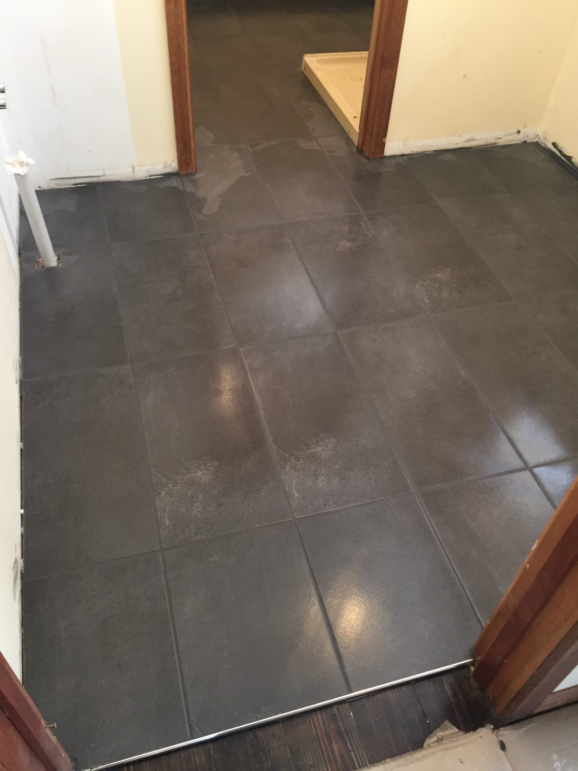 Floor view bathroom tiling