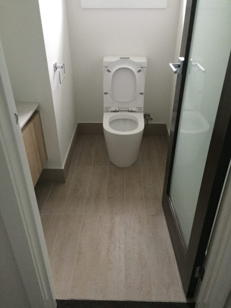 timber look tiles in downstairs wc